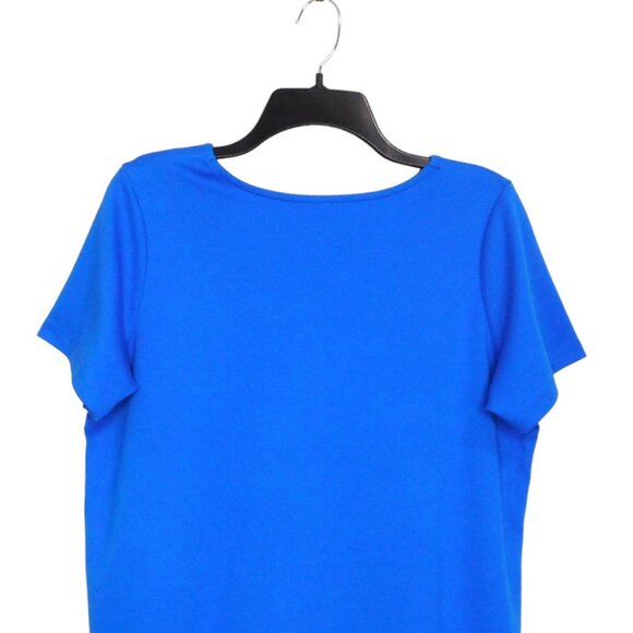 Woman Within Top Plus M 14 16 Blue Cotton Blend Short Sleeve Embroidered Tee - Picture 7 of 10